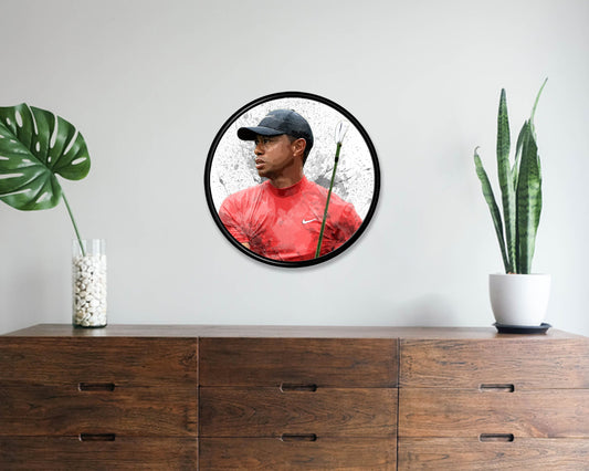 Cuadro de pared redondo de Tiger Woods