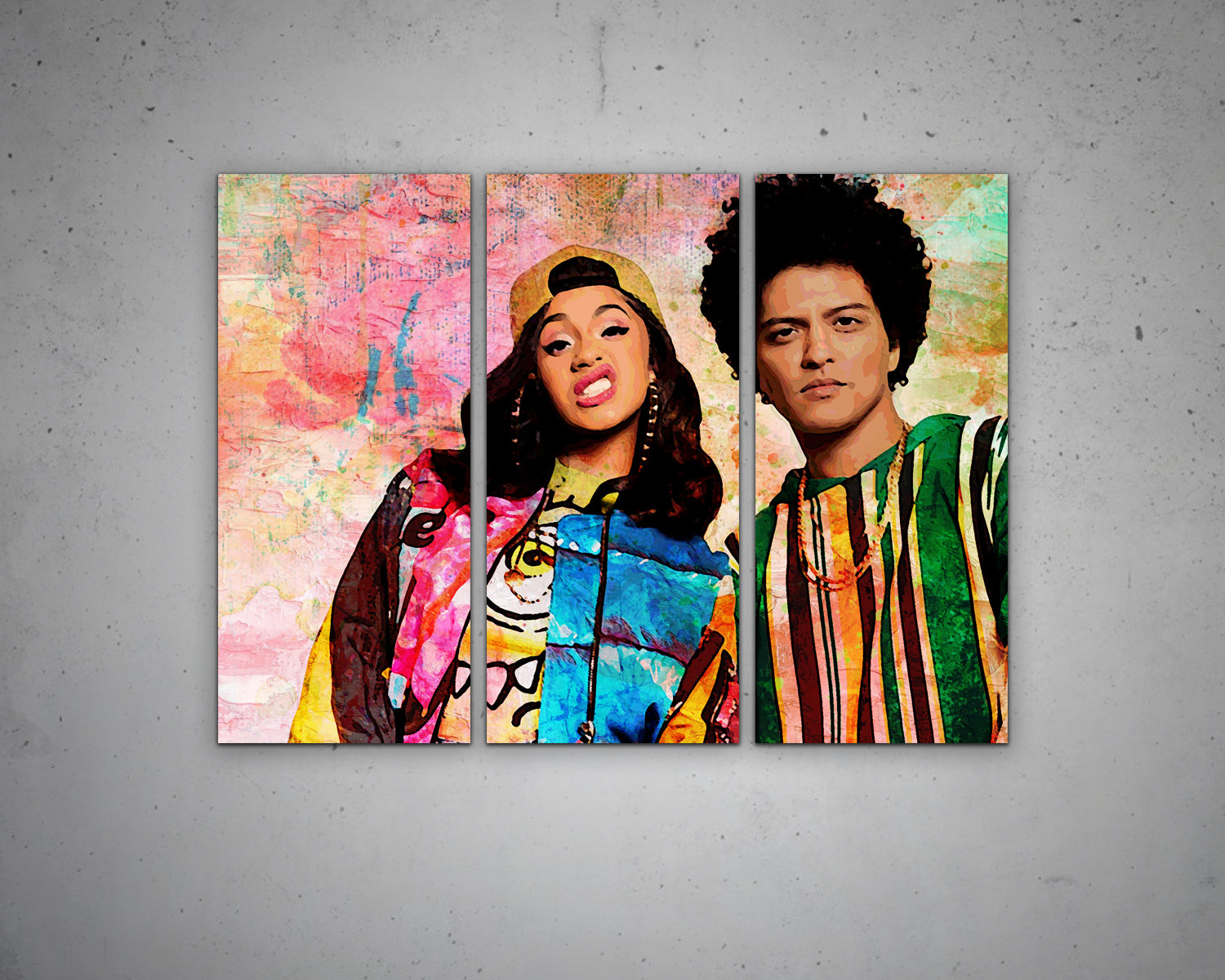 BRUNO MARS and CARDI B Multicolour Wall Art