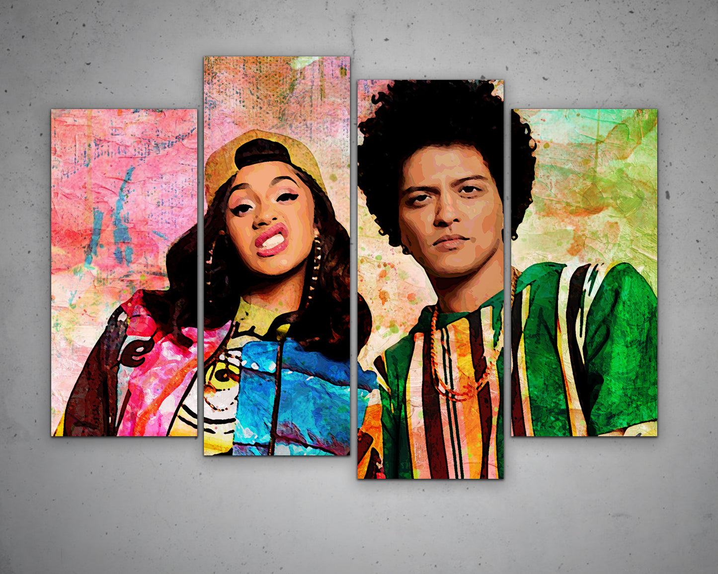 BRUNO MARS and CARDI B Multicolour Wall Art