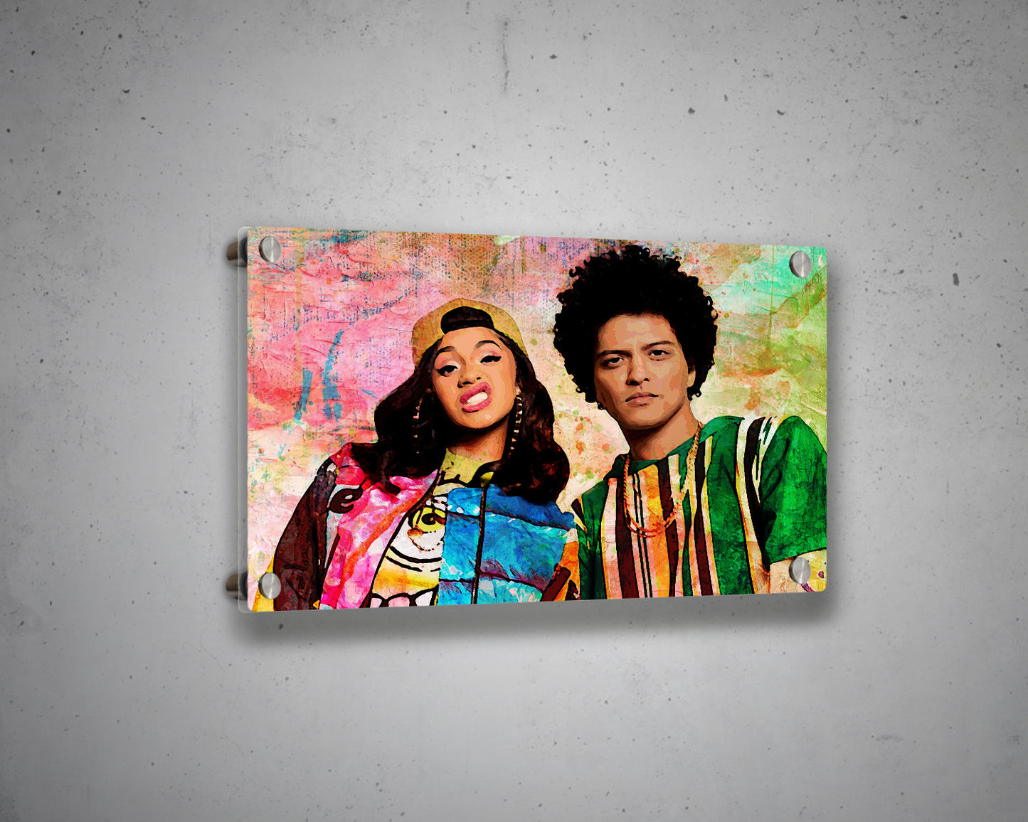 BRUNO MARS and CARDI B Multicolour Wall Art