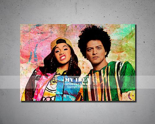 BRUNO MARS & CARDI Multicolour Wall Art