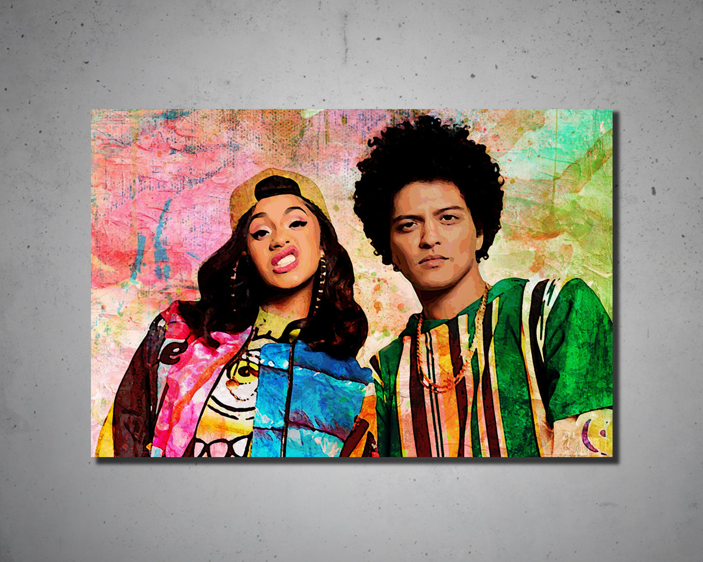 BRUNO MARS and CARDI B Multicolour Wall Art