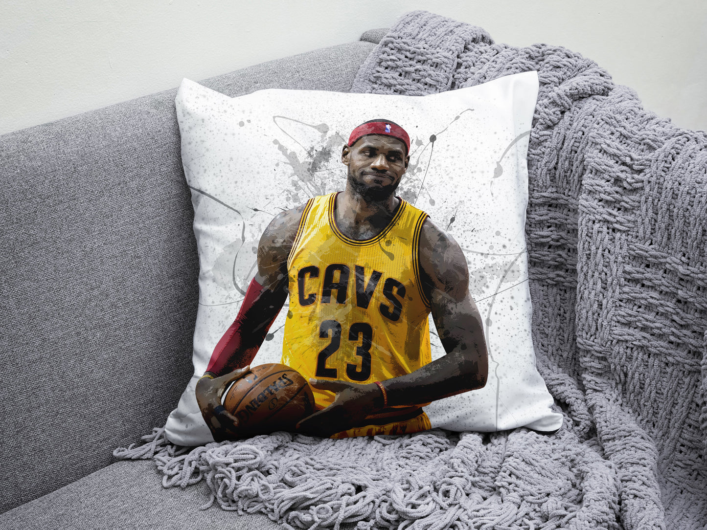 Almohada con efecto salpicadura de LeBron James