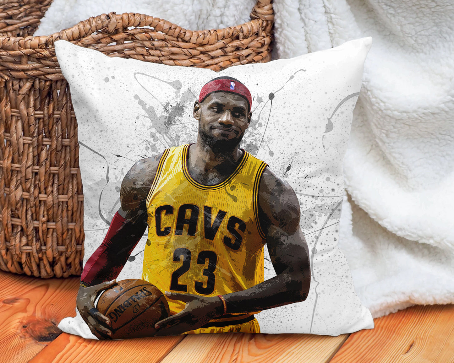 Almohada con efecto salpicadura de LeBron James