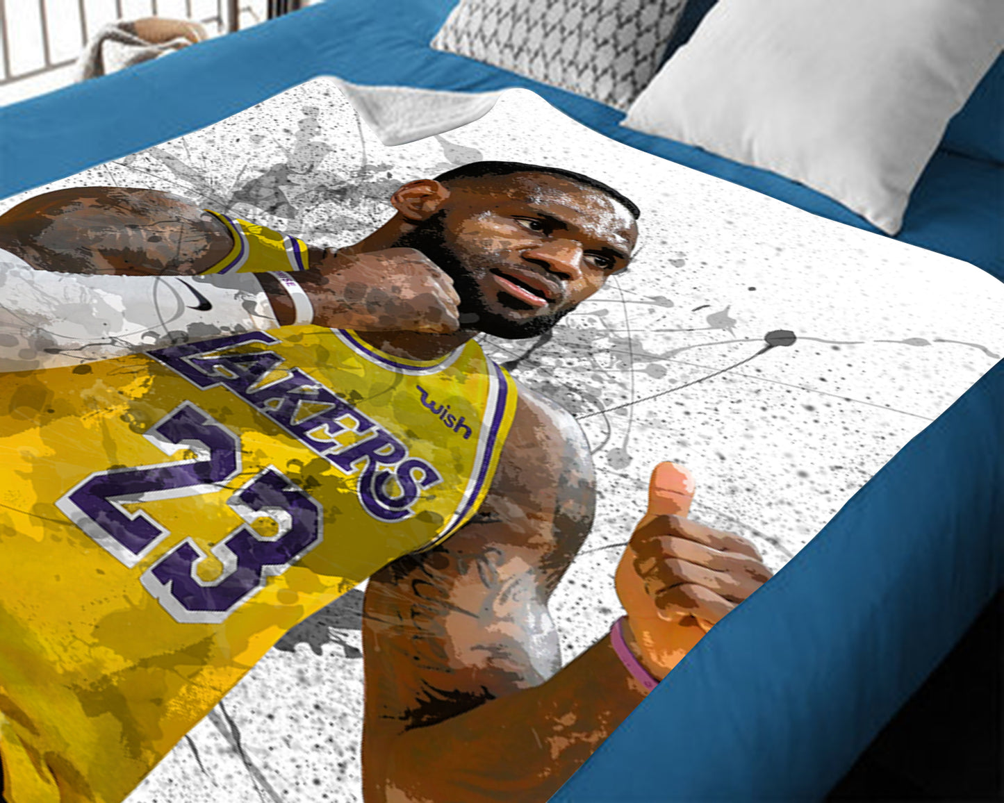 Manta polar con efecto salpicado de LeBron James, estilo 2