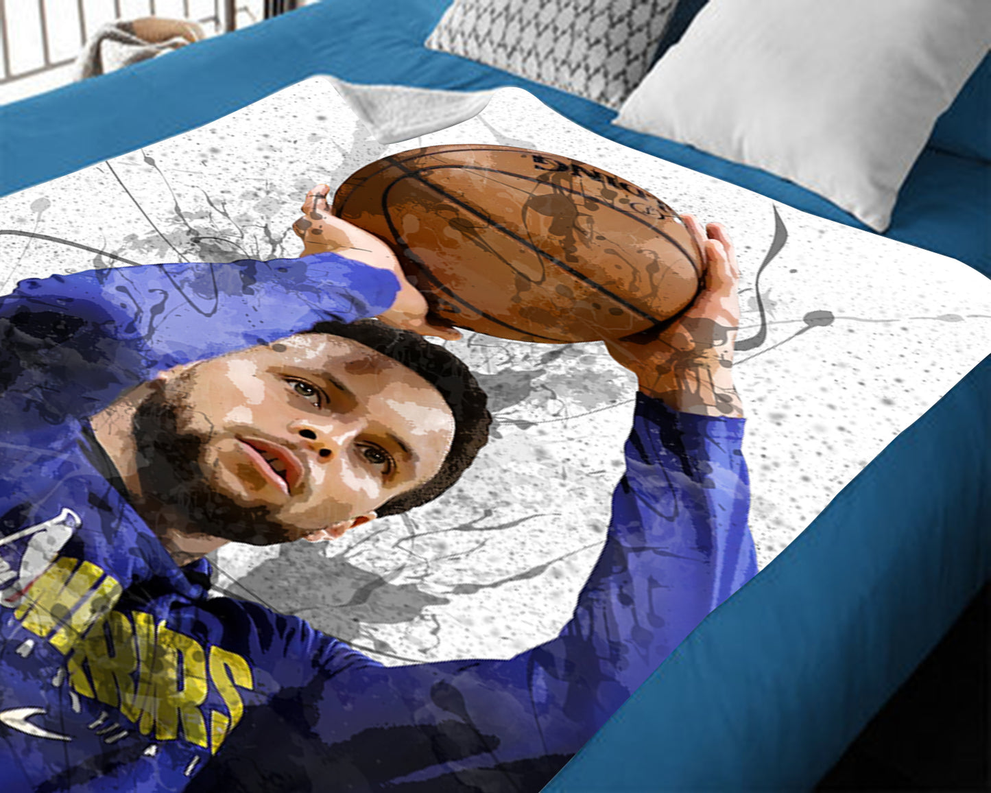 Stephen Curry Splash Effect Fleece Blanket Basketball Player