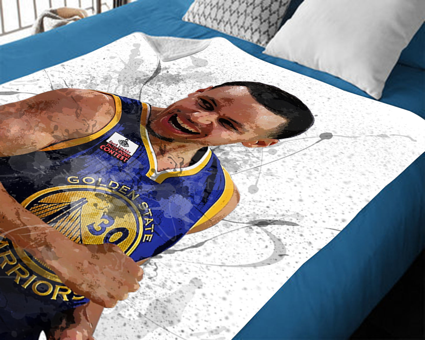 Manta polar con efecto salpicado y celebración de Stephen Curry