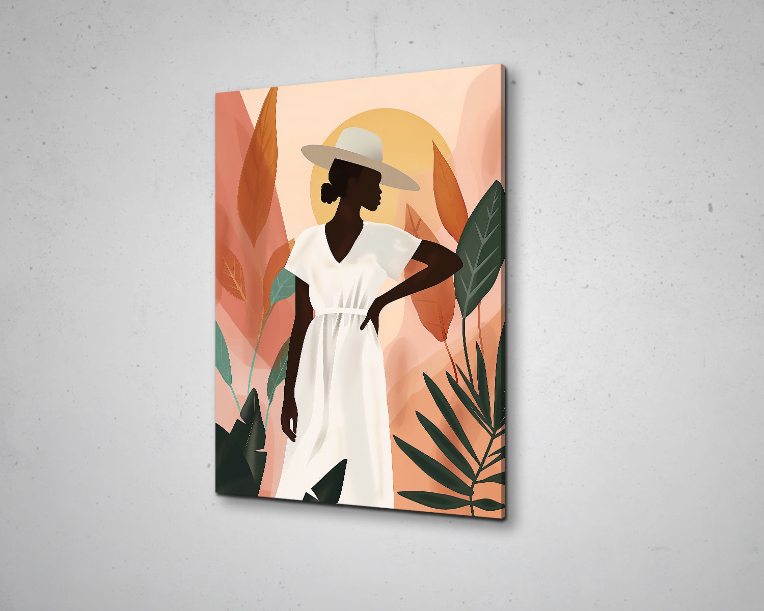 African Woman Watercolor Portrait Abstract Canvas Art