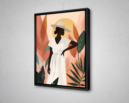 African Woman Watercolor Portrait Abstract Canvas Art