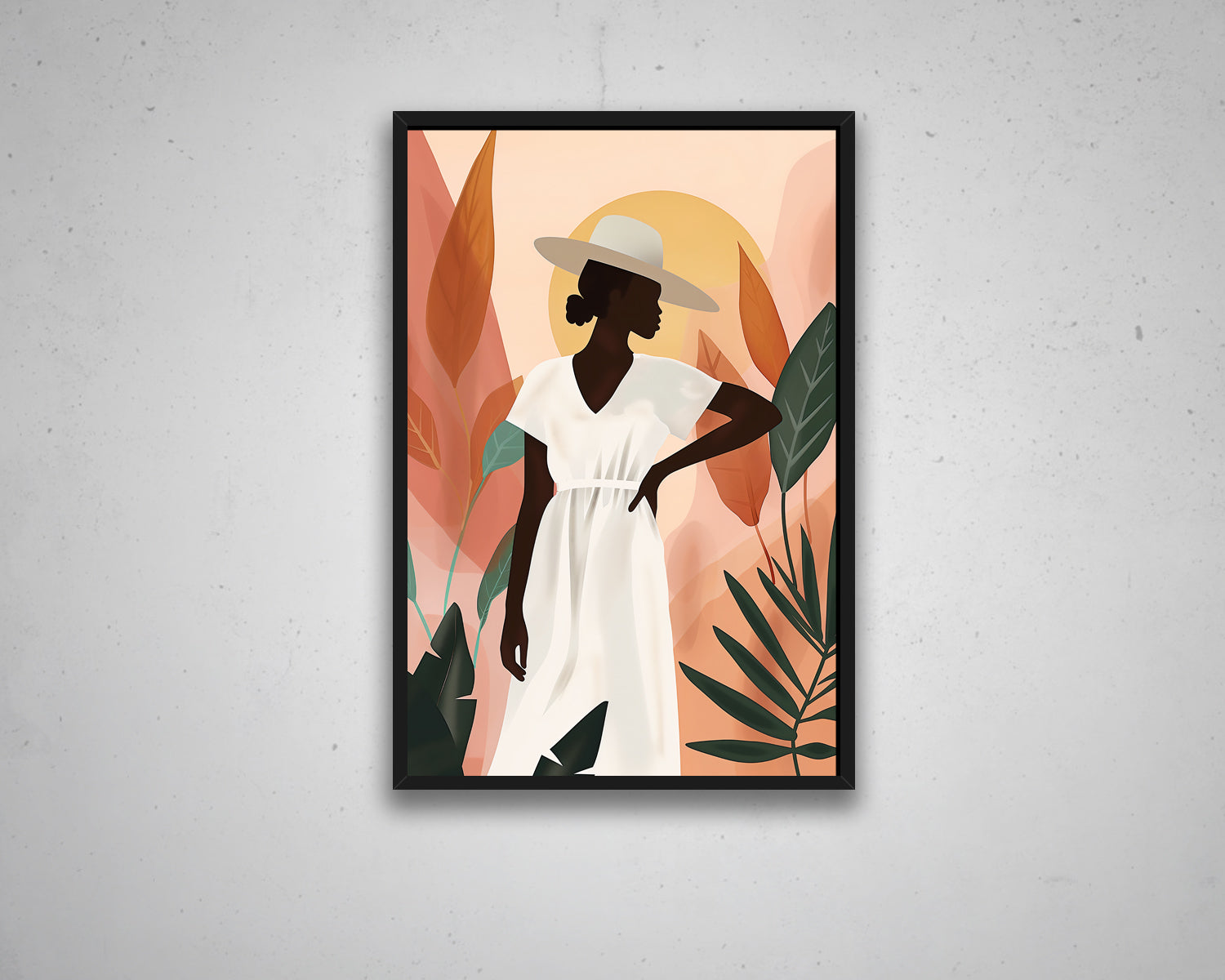 African Woman Watercolor Portrait Abstract Canvas Art