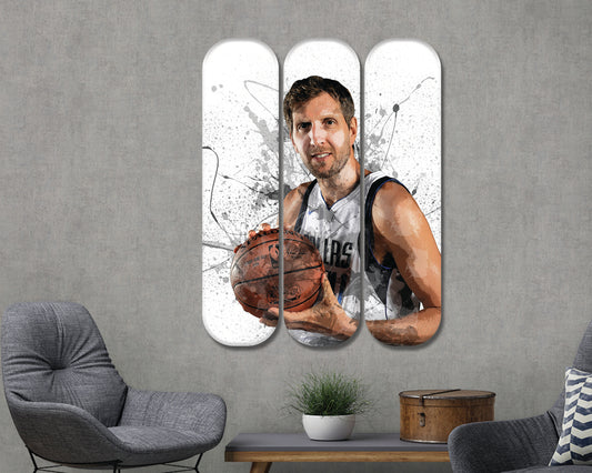 Arte mural de patineta acrílica de Dirk Nowitzki