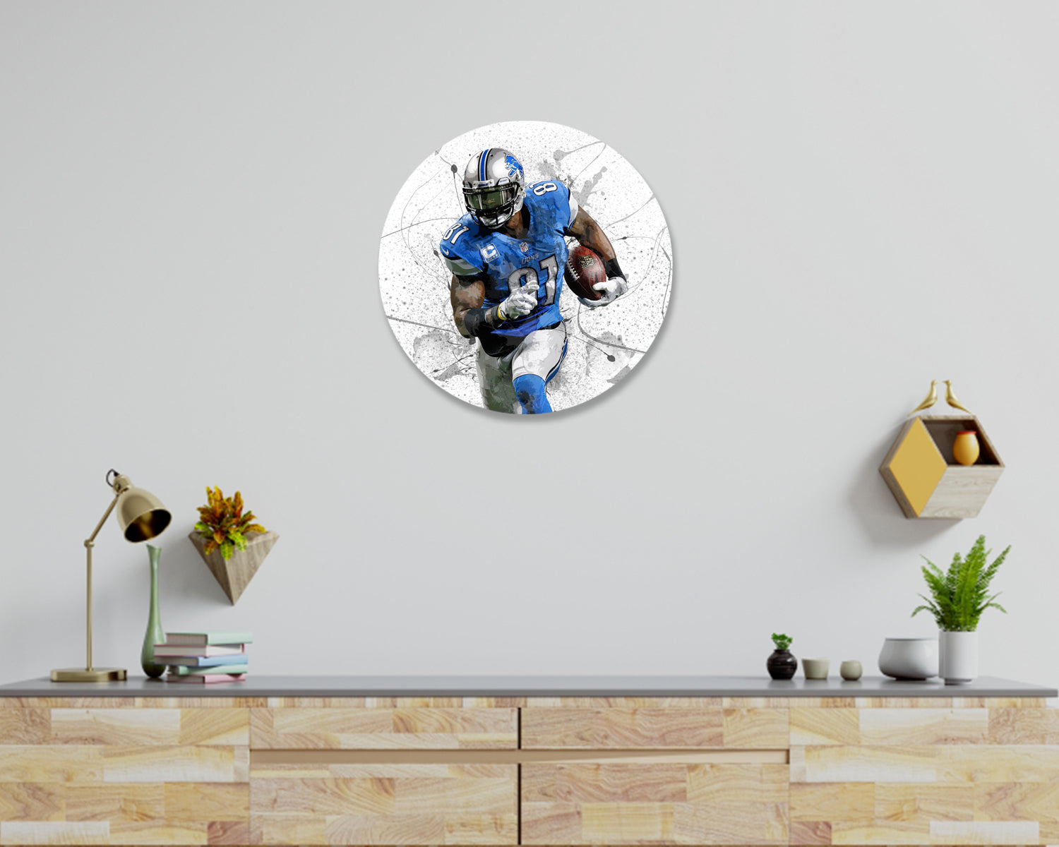 Calvin Johnson Round Wall Art