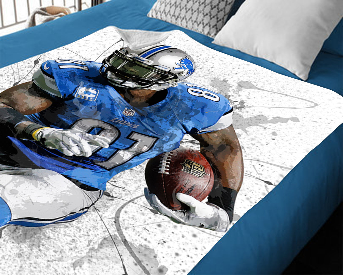 Calvin Johnson Detroit Lions Splash Effect Fleece Blanket