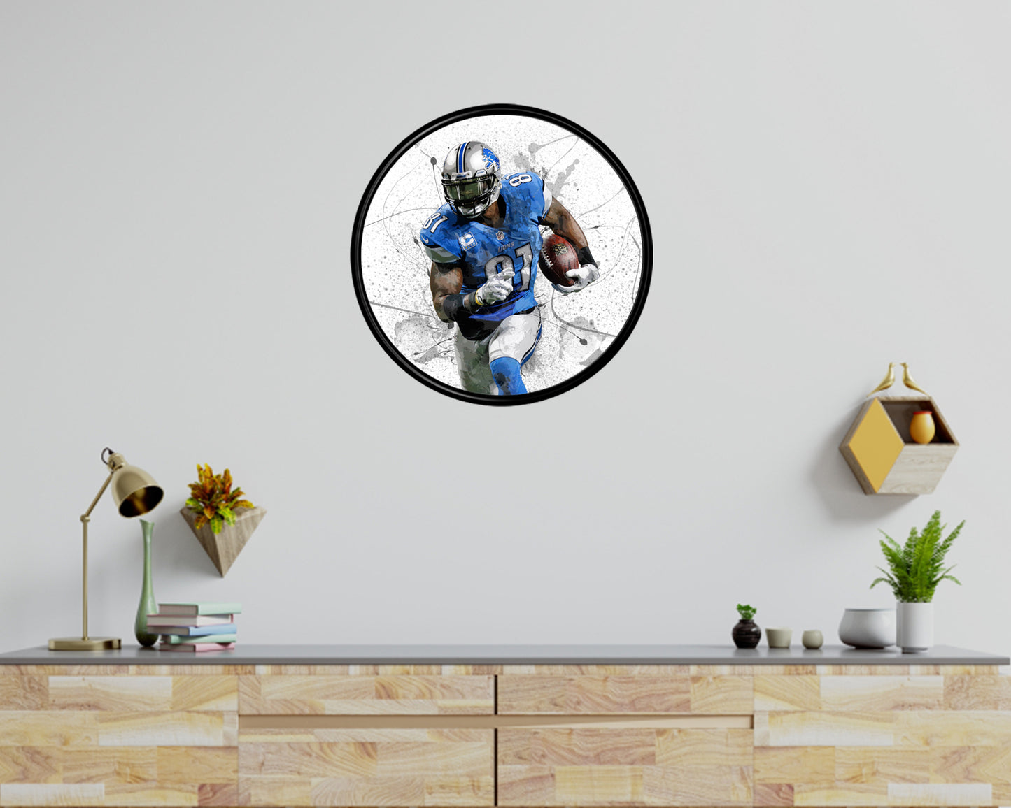 Calvin Johnson Round Wall Art