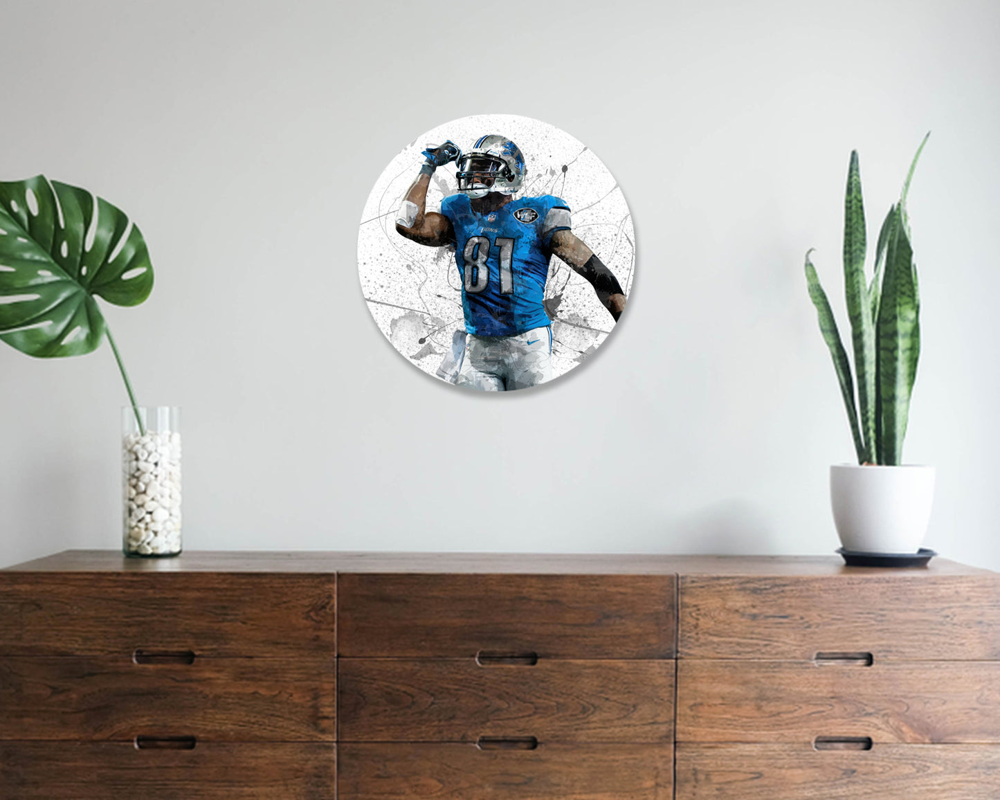 Calvin Johnson Round Wall Art