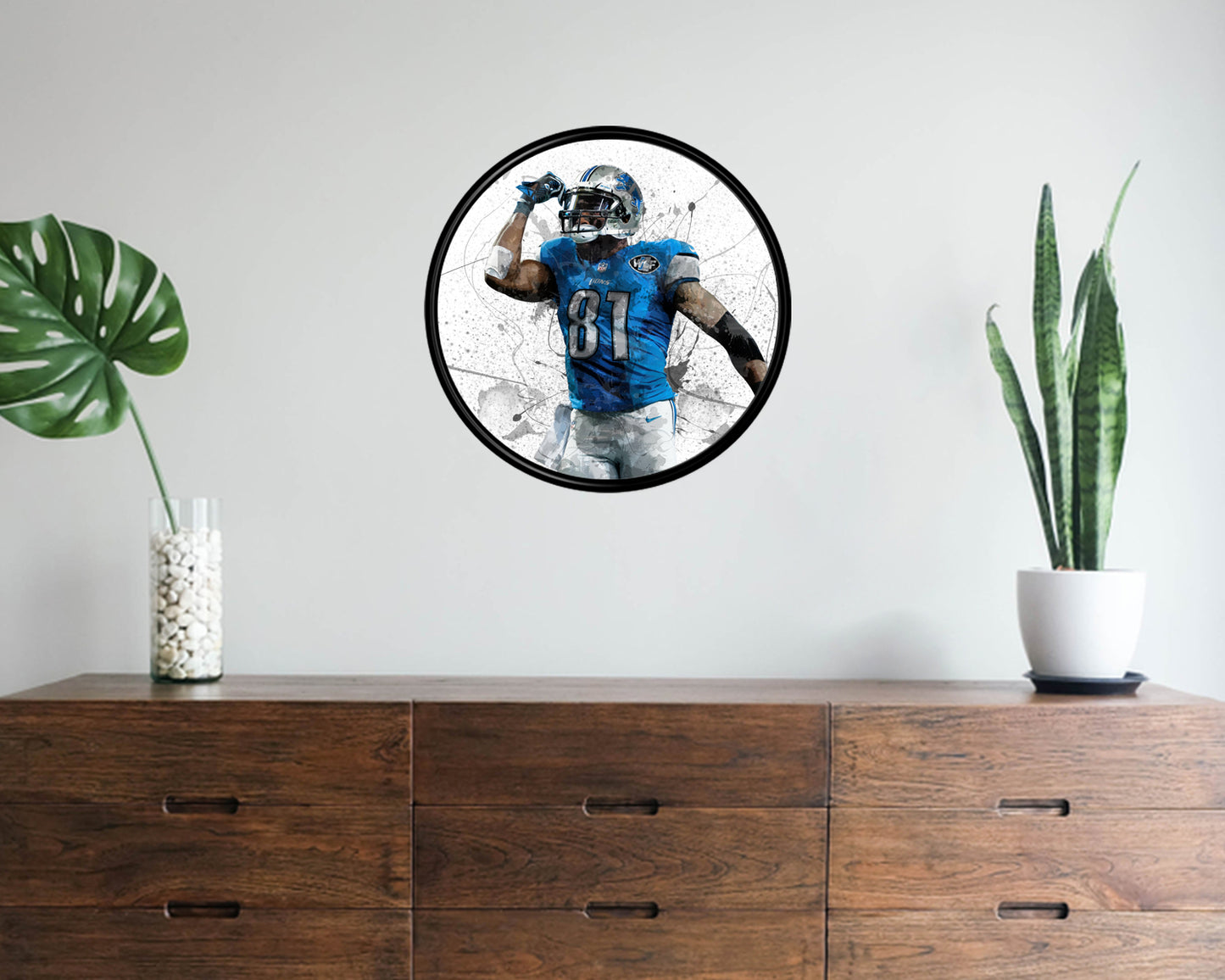 Calvin Johnson Round Wall Art