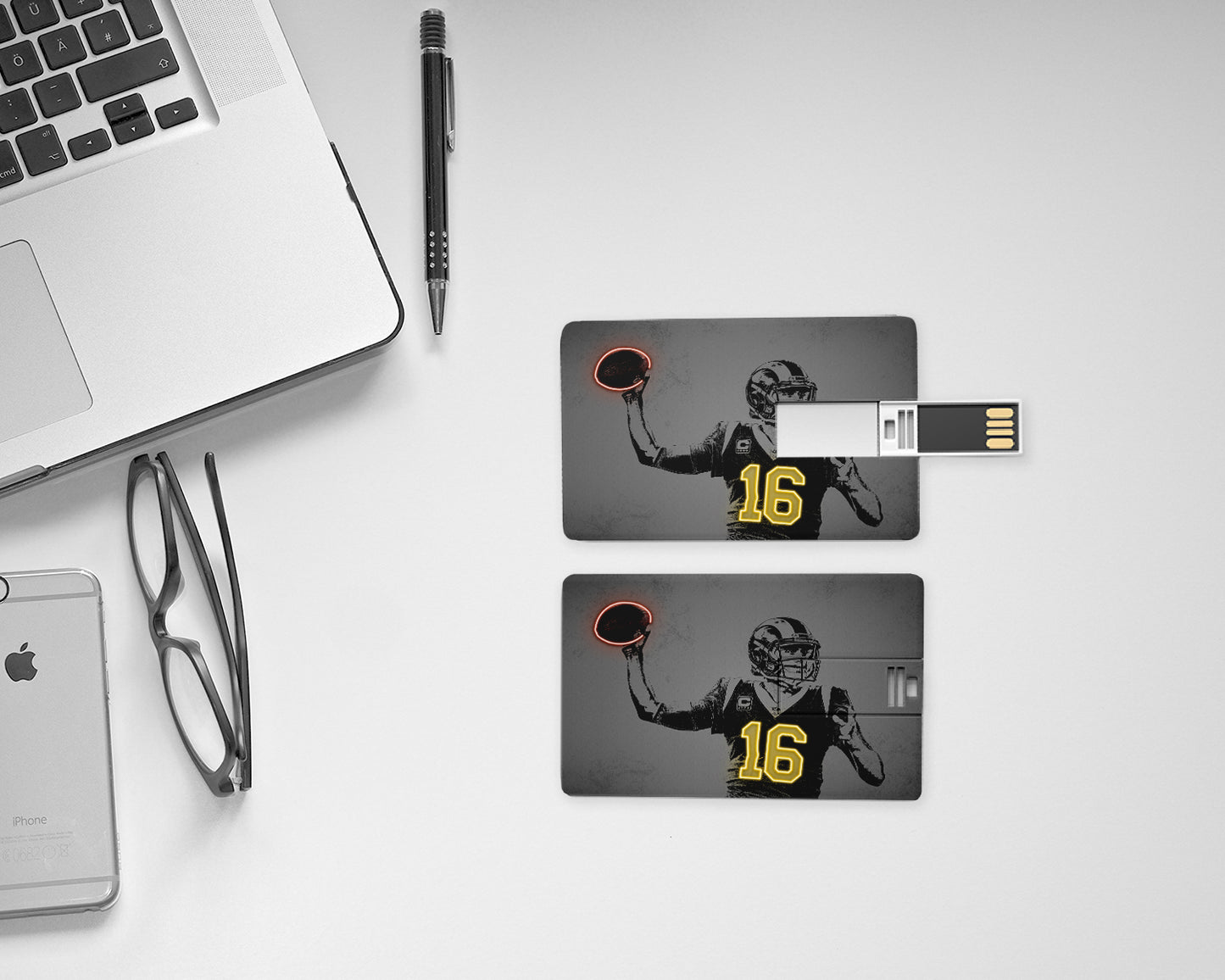 Memoria USB con efecto neón de Jared Goff