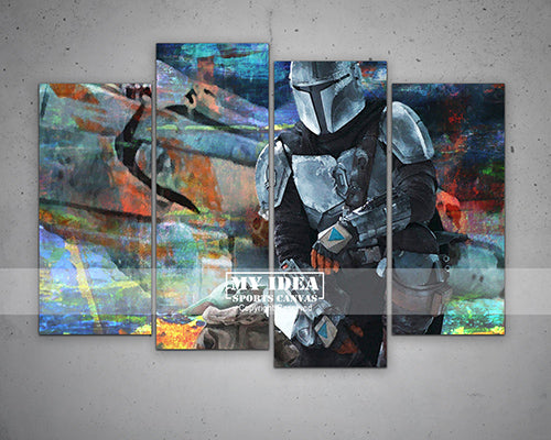 Grogu The Mandalorian Multicolour Wall Art