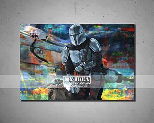 Grogu The Mandalorian Multicolour Wall Art