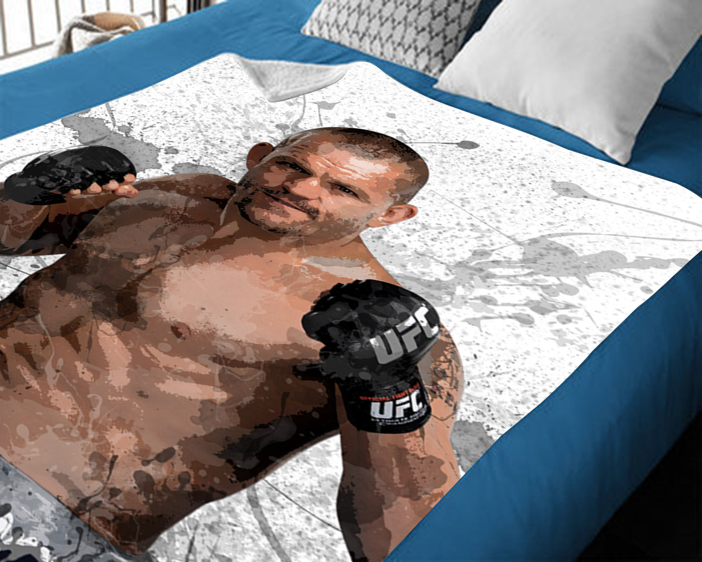 Chuck Liddell Splash Effect Fleece Blanket Style 1