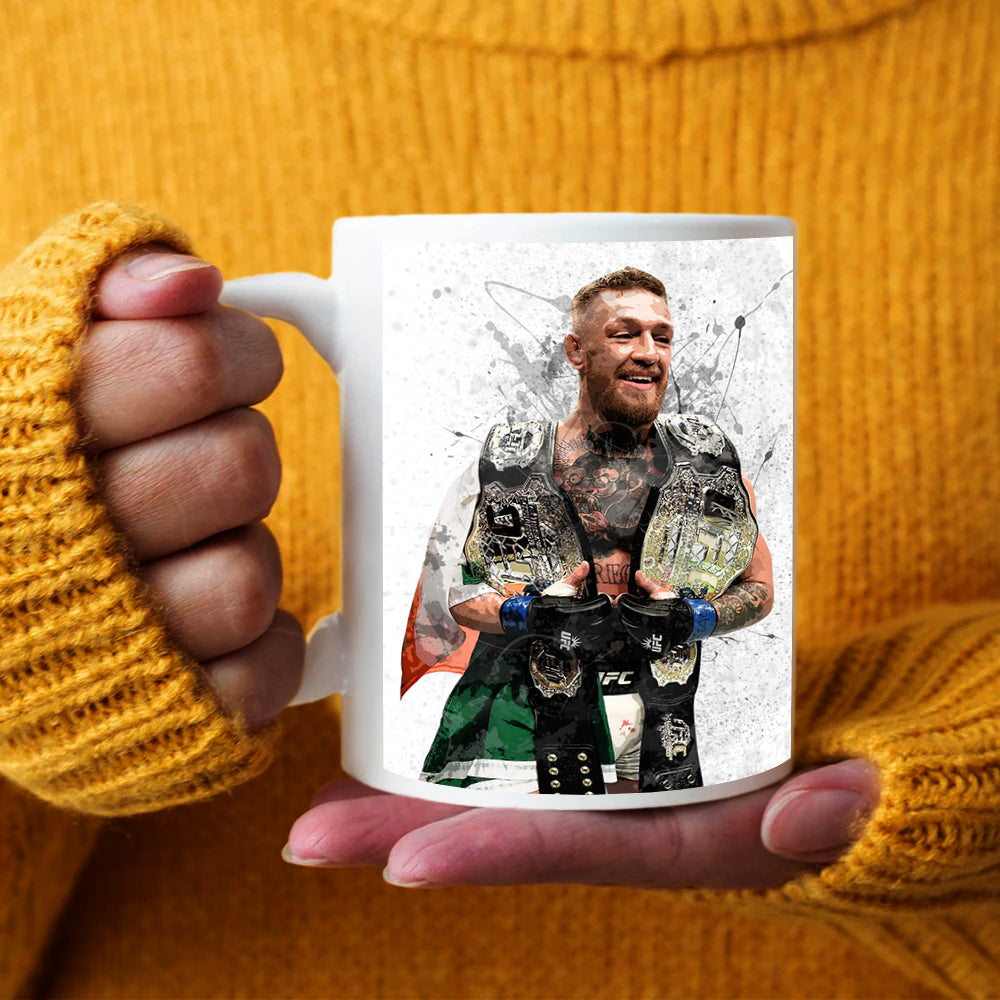 Taza y posavasos con efecto salpicado de Conor McGregor