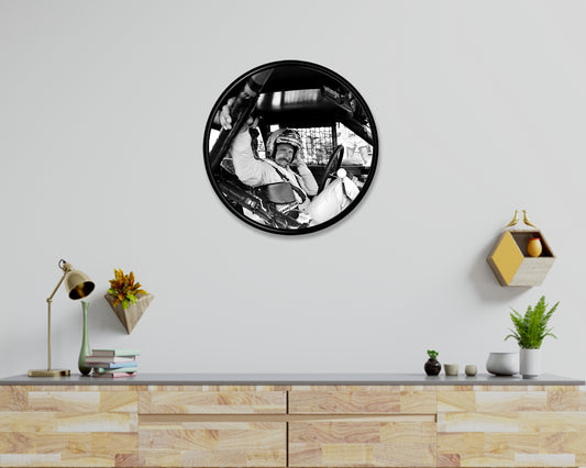 Dale Earnhardt BW Round Wall Art