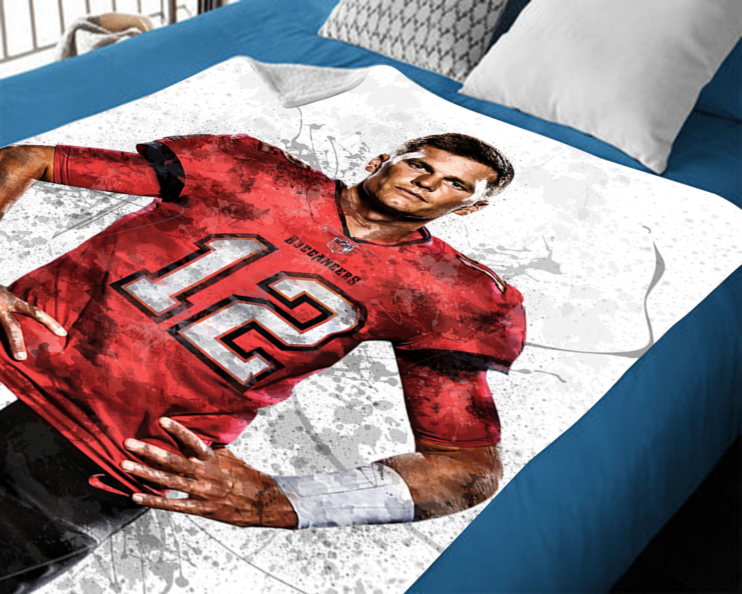 Tom Brady Splash Effect Fleece Blanket Brady12 Goat