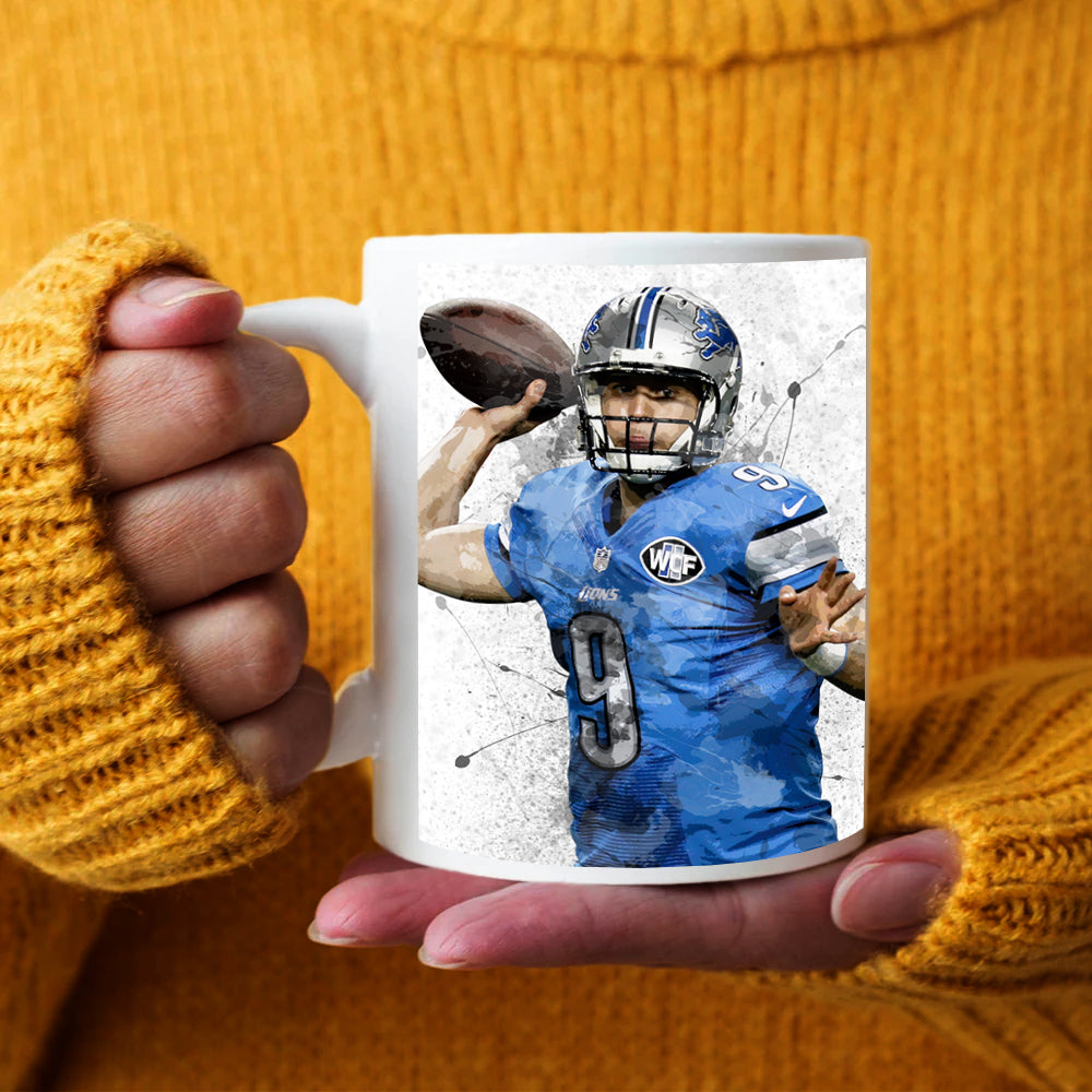 Taza y posavasos con efecto salpicado de Matthew Stafford