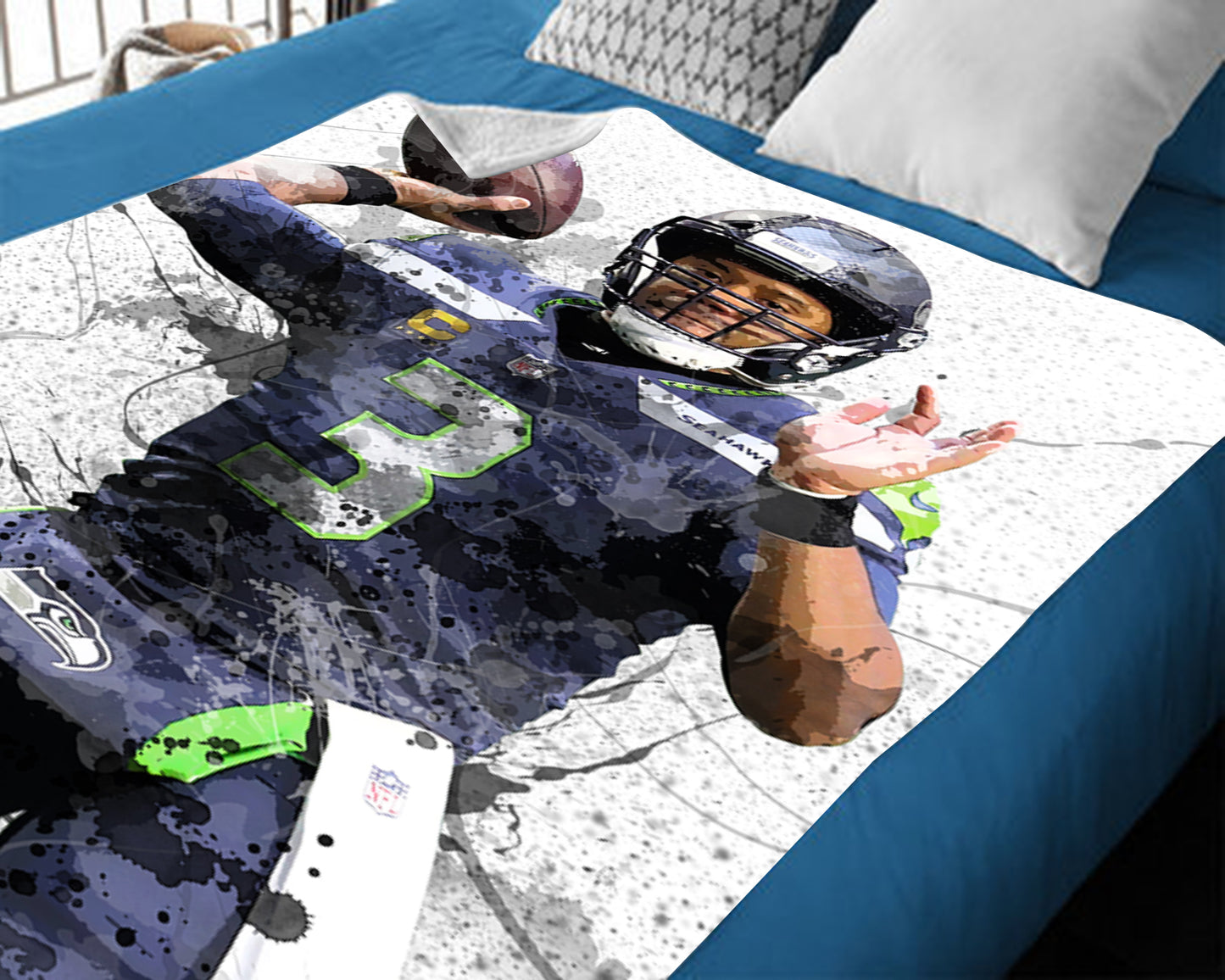 Russell Wilson Splash Effect Fleece Blanket