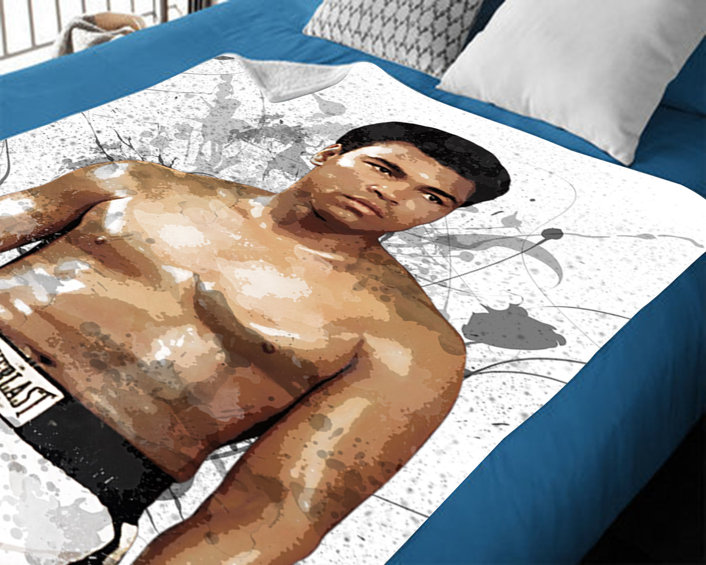 Manta polar con efecto salpicado de Muhammad Ali, leyenda del boxeo