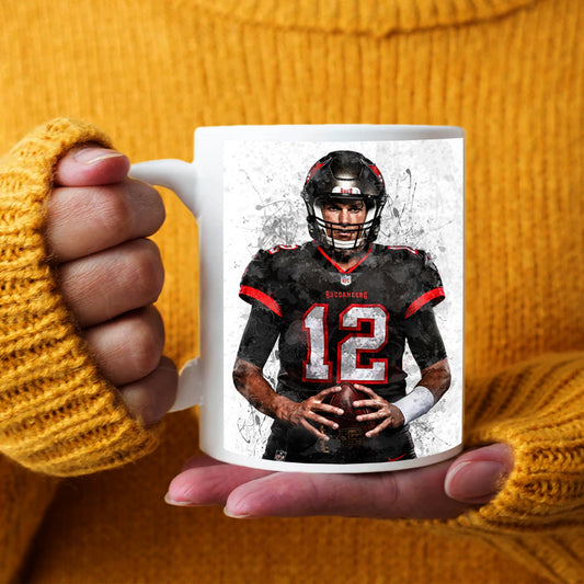 Taza y posavasos con efecto salpicado de Tom Brady