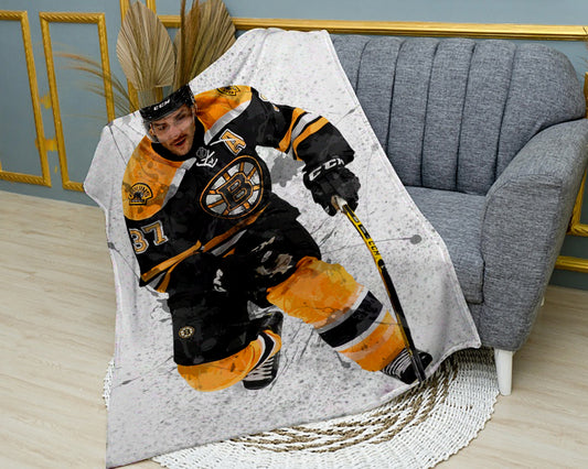 Manta polar con efecto salpicado de Patrice Bergeron, estilo 1