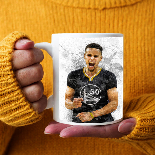 Taza y posavasos con efecto salpicado de Stephen Curry