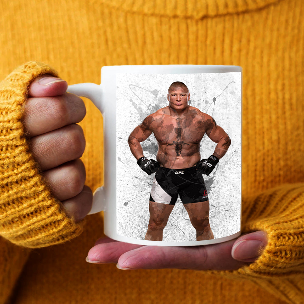 Taza y posavasos con efecto salpicado de Brock Lesnar