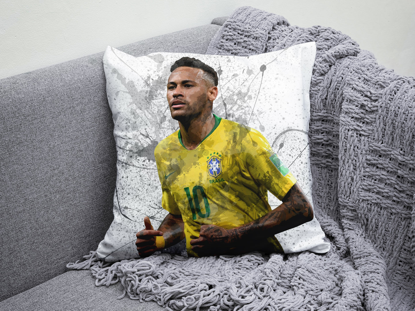 Neymar Brazilian Splash Effect Pillow