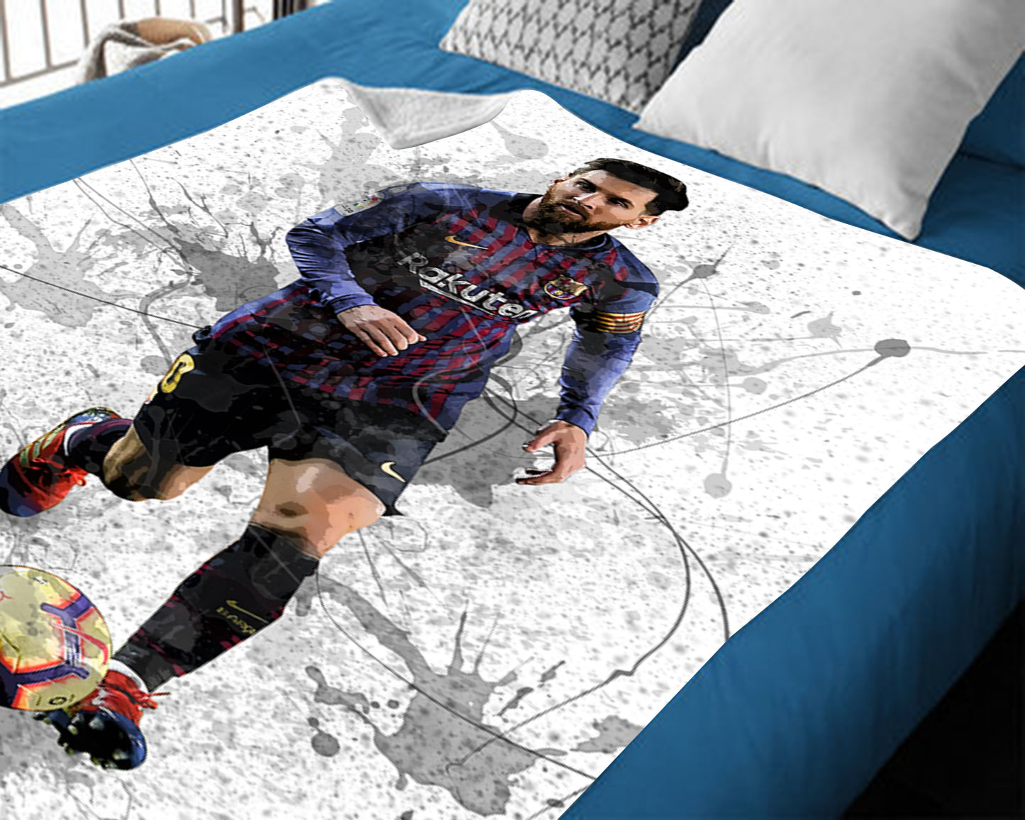 Lionel Messi Splash Effect Fleece Blanket