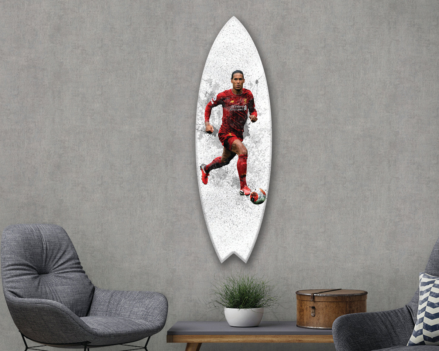 Arte mural de tabla de surf en acrílico de Virgil Van Dijk