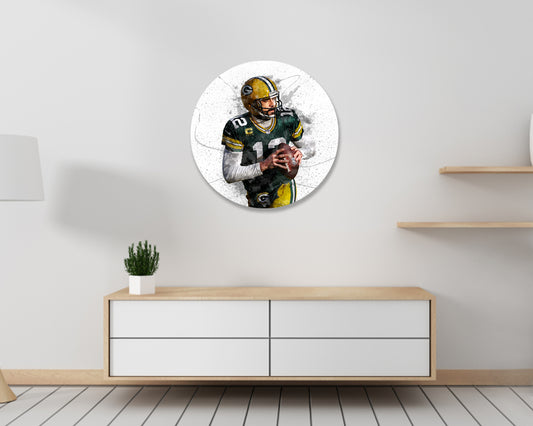 Cuadro de pared redondo de Aaron Rodgers