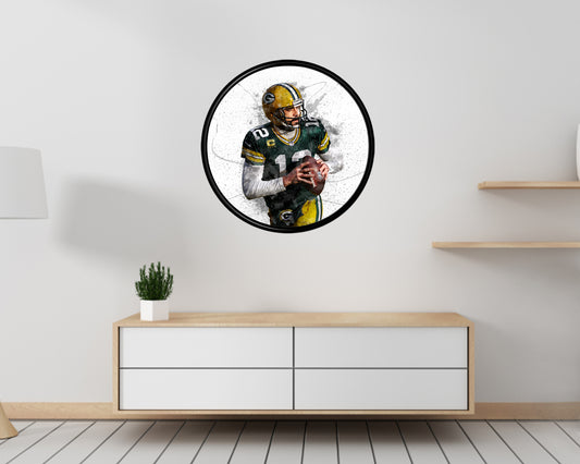 Cuadro de pared redondo de Aaron Rodgers