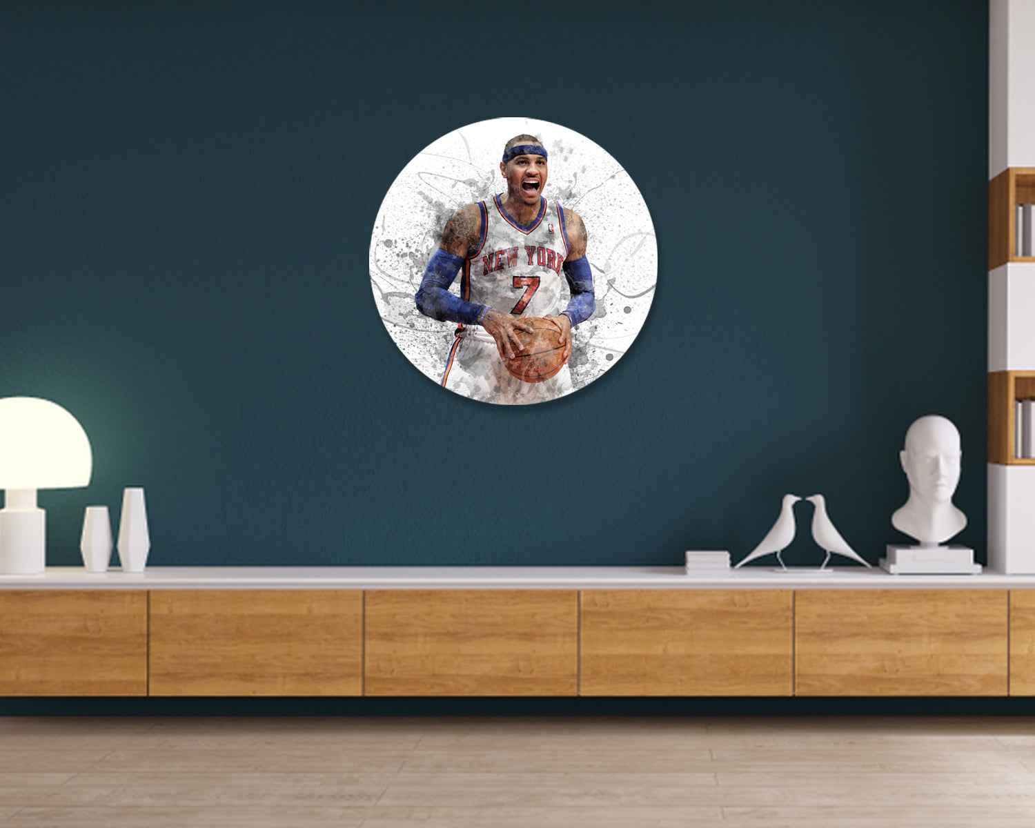 Carmelo Anthony Round Wall Art