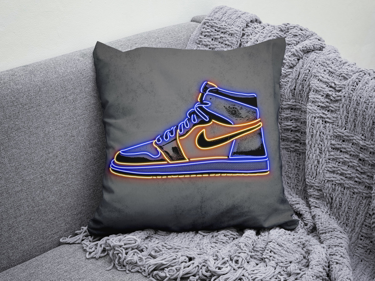 Jordan Sneakers Neon Effect Pillow