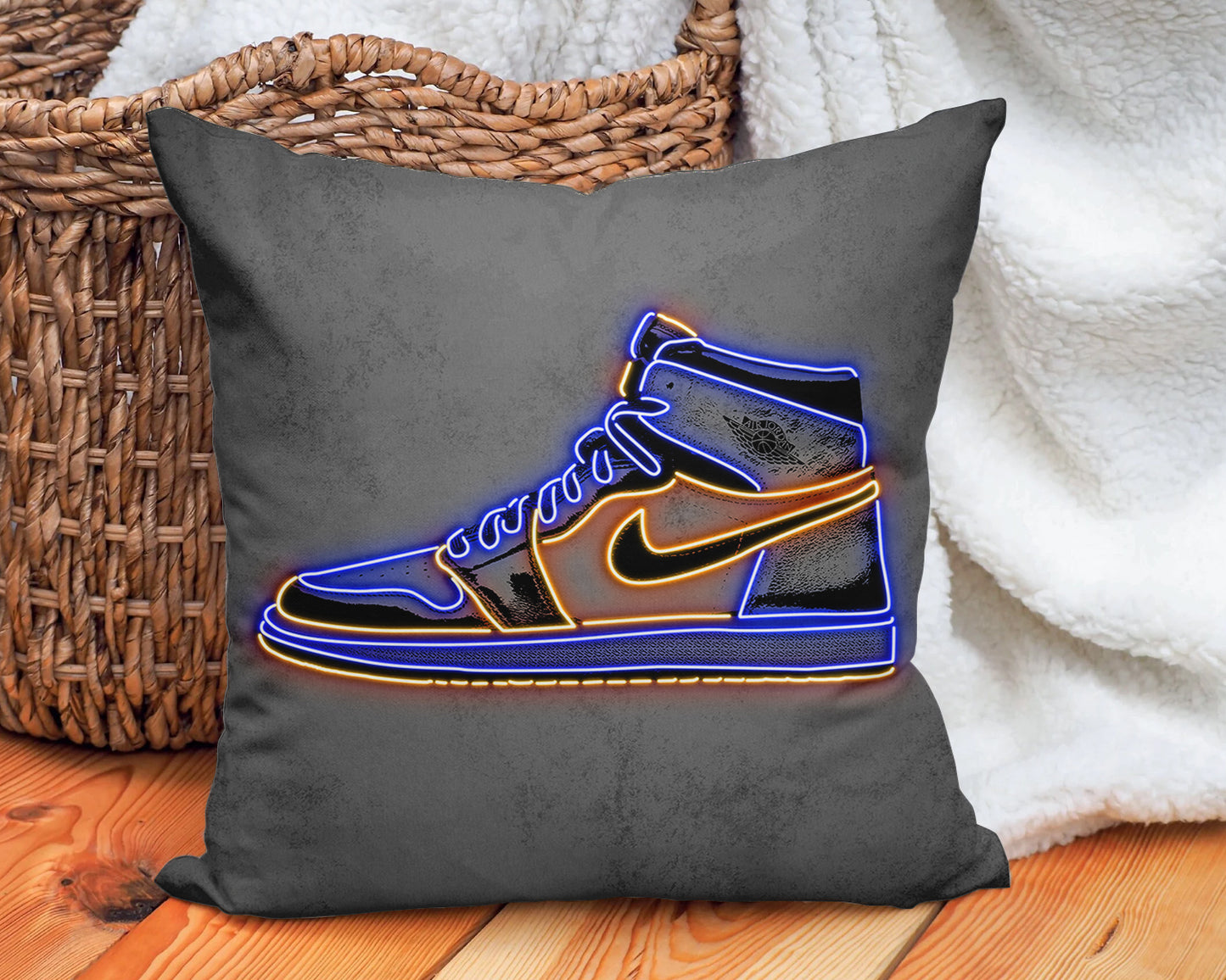 Jordan Sneakers Neon Effect Pillow