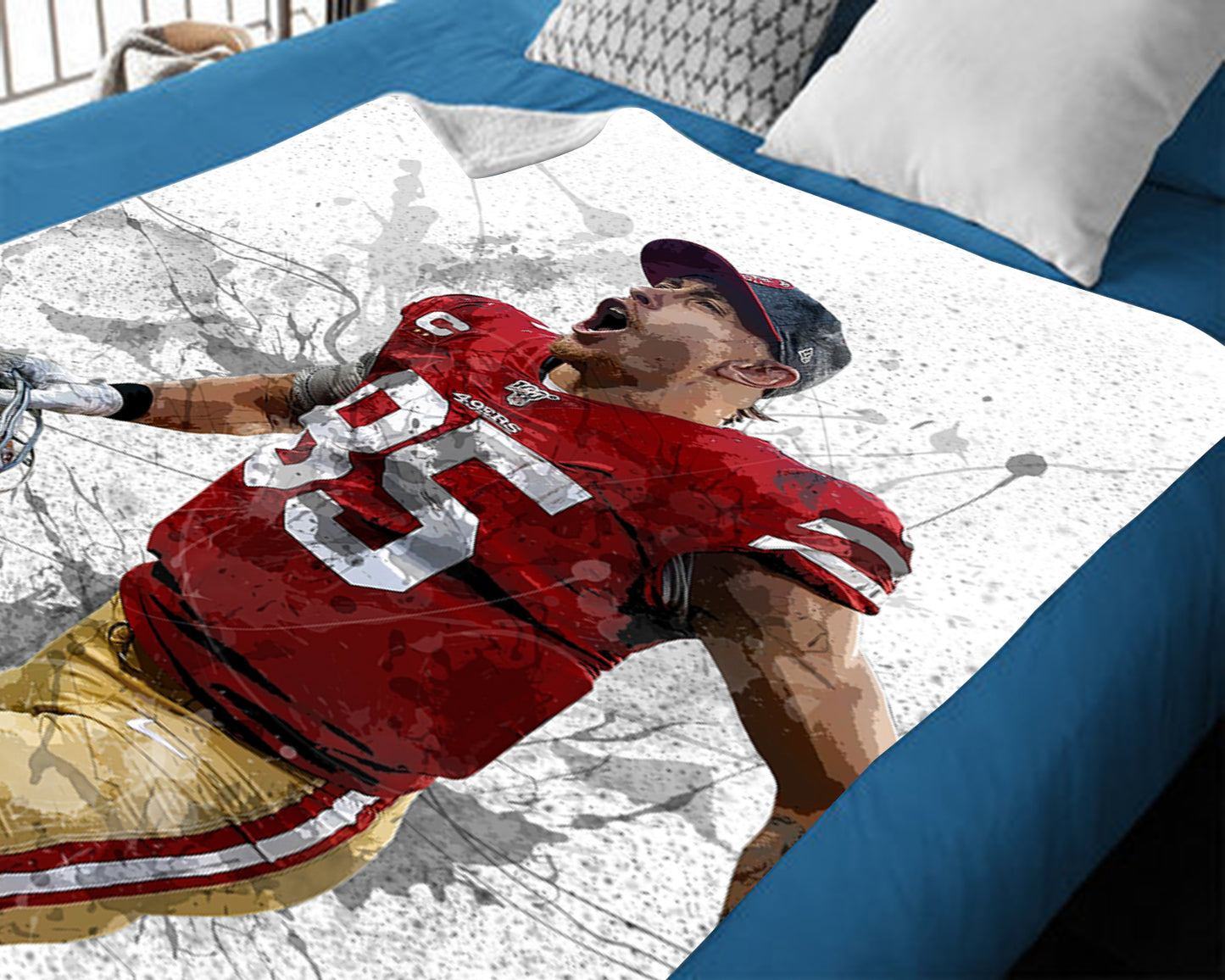 George Kittle San Francisco 49ers Splash Effect Fleece Blanket