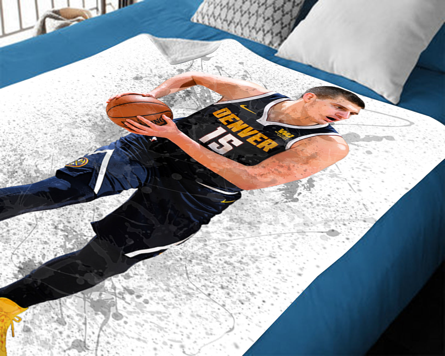 Nikola Jokić Splash Effect Fleece Blanket Style 1