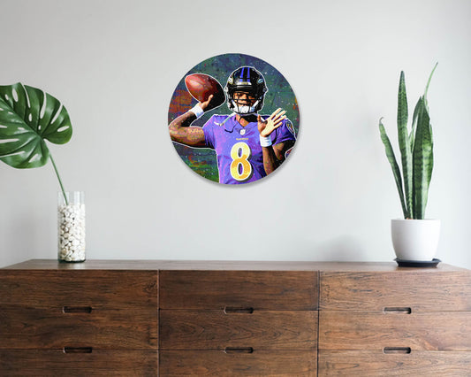 Lamar Jackson Round Wall Art