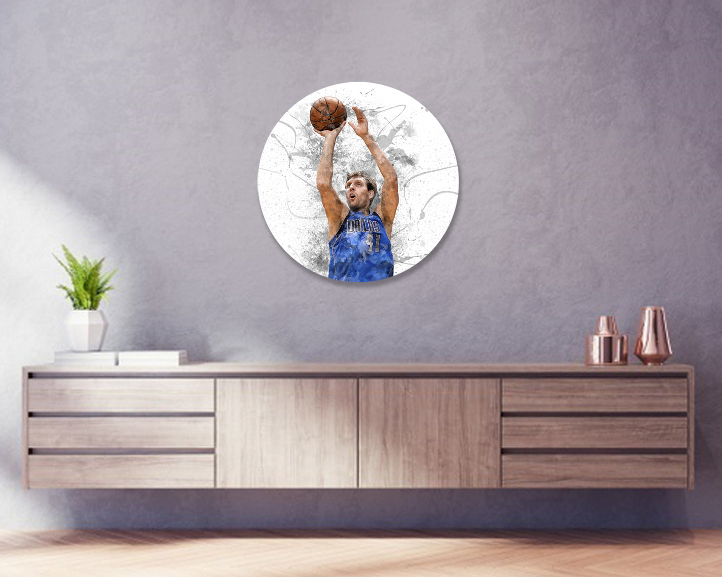 Dirk Nowitzki Round Wall Art