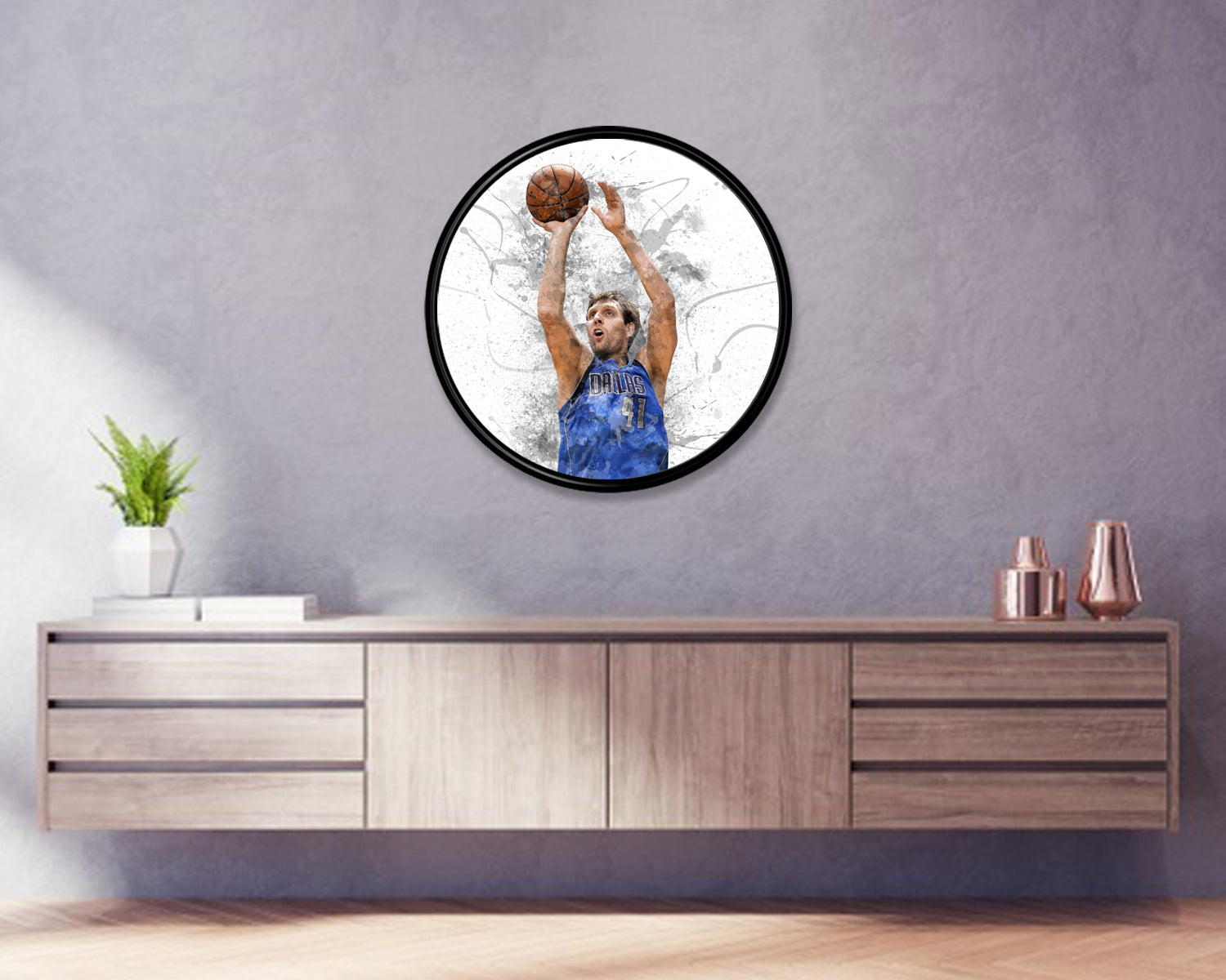 Dirk Nowitzki Round Wall Art