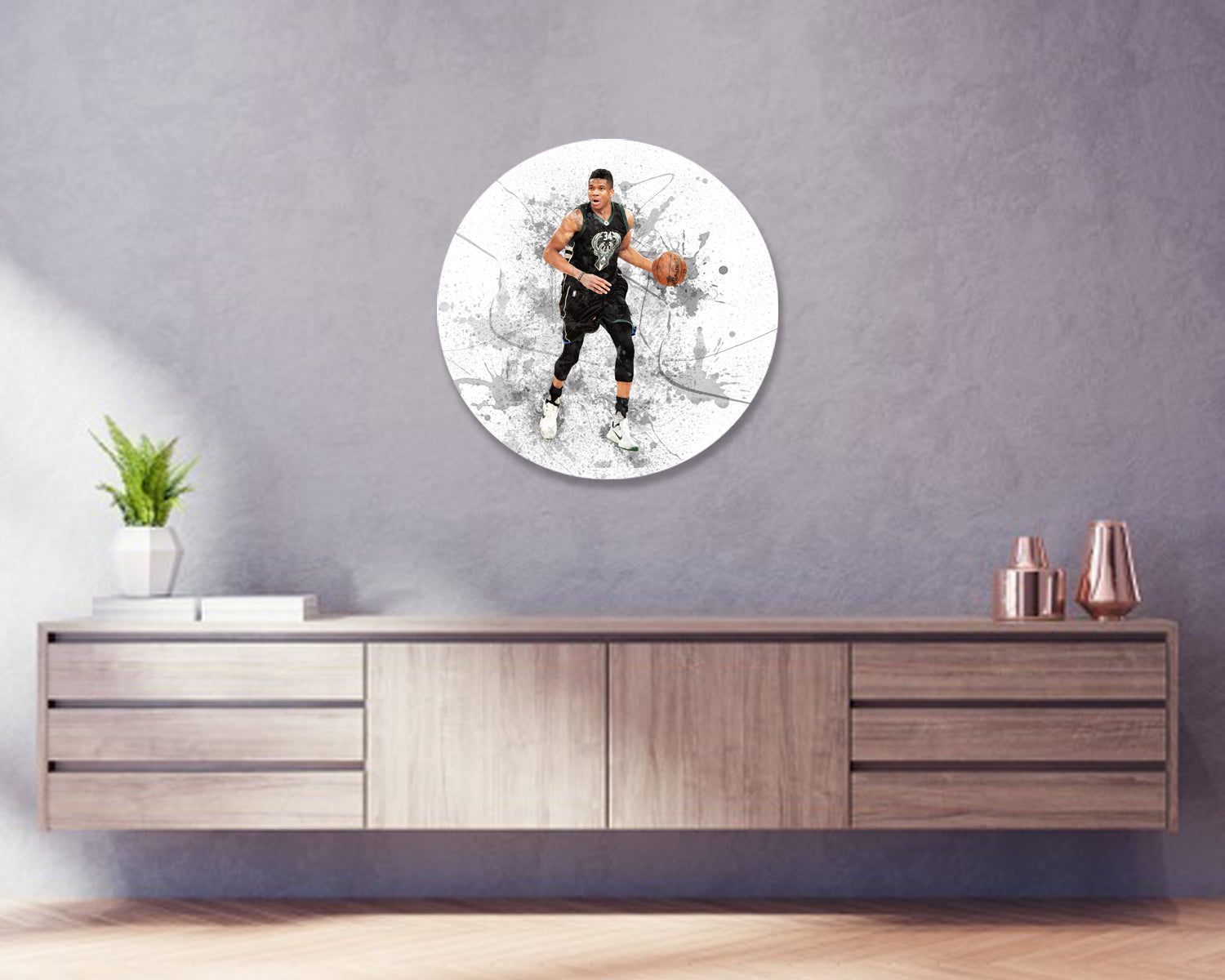 Giannis Antetokounmpo Round Wall Art