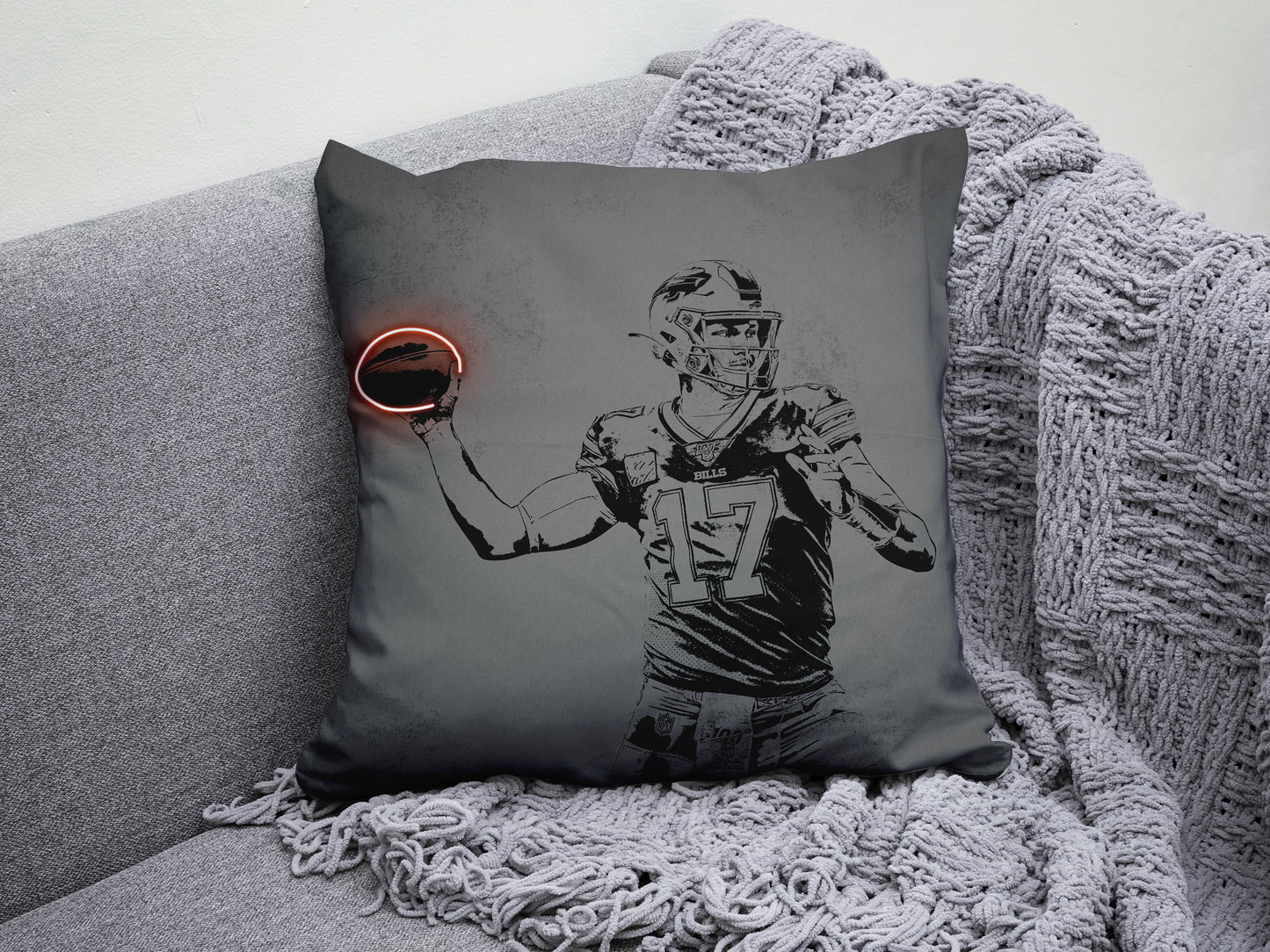 Josh Allen Neon Effect Pillow