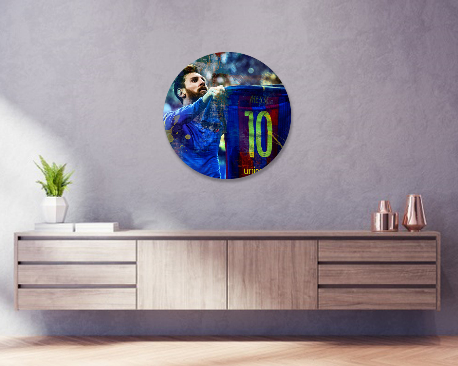 Lionel Messi Round Wall Art